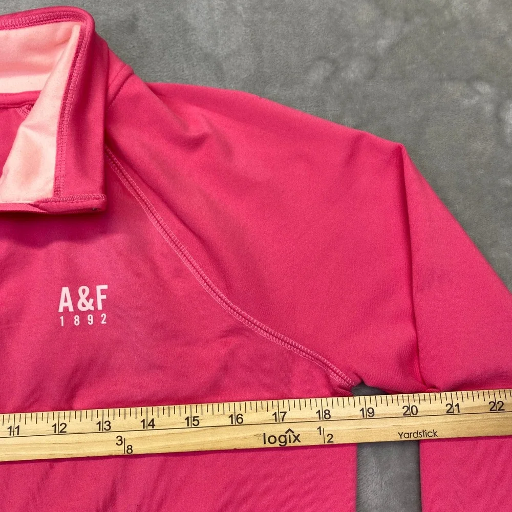 Abercrombie Fitch Active Pink Quarter Zip Pullover L/S Athletic‎ Junioer Sz L